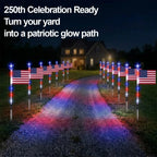 Solar-Powered American Flag Path Lights, 8-pack – Celebrating The 250th Anniversary Of American Independence