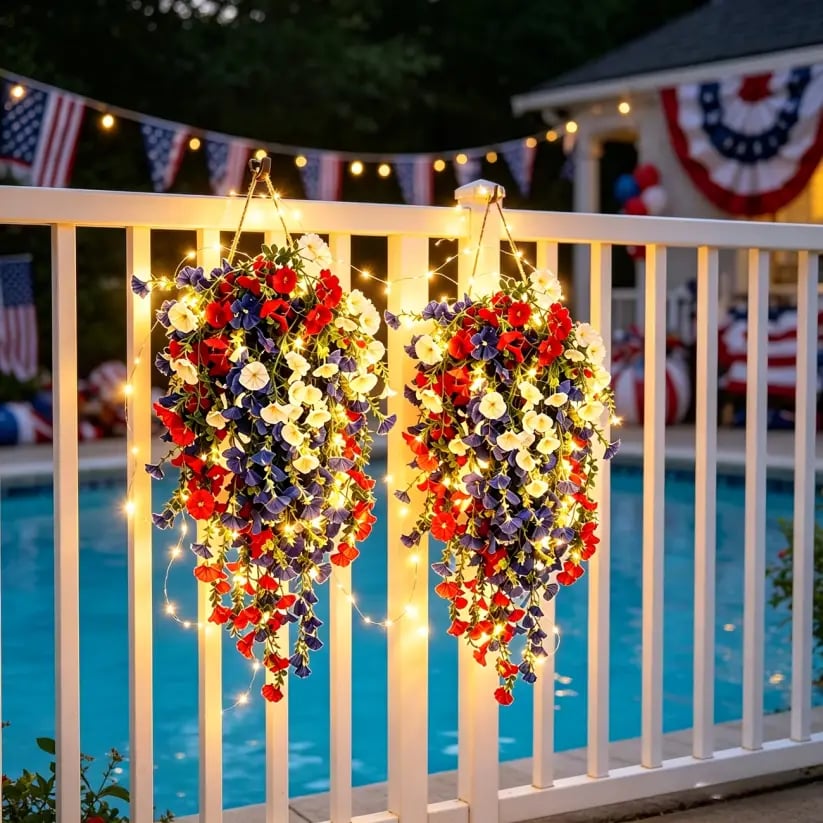 Patriotic Style Hanging Bouquet Ornament for USA 250th Anniversary Festival Decor
