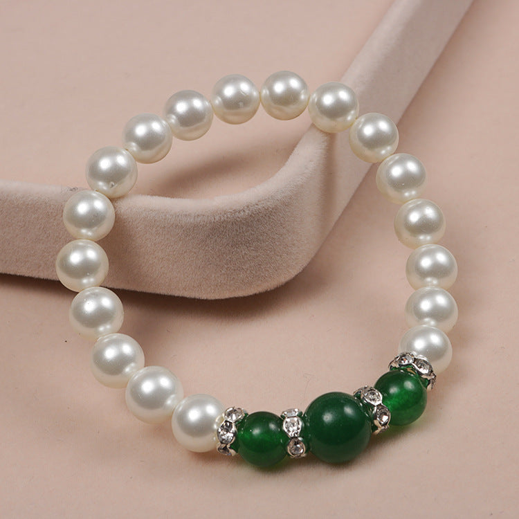 Popular Natural Agate Stone Pearl Stretch Bracelet