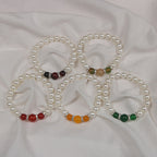 Popular Natural Agate Stone Pearl Stretch Bracelet