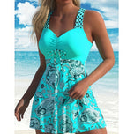 Women's Two-Piece Swimsuit Set – Skirted Bikini with Boxer Shorts