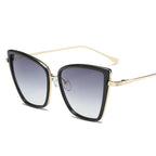 Big Cat Eye Sunglasses Women Black Mirror Sun Glasses