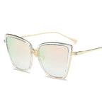 Big Cat Eye Sunglasses Women Black Mirror Sun Glasses