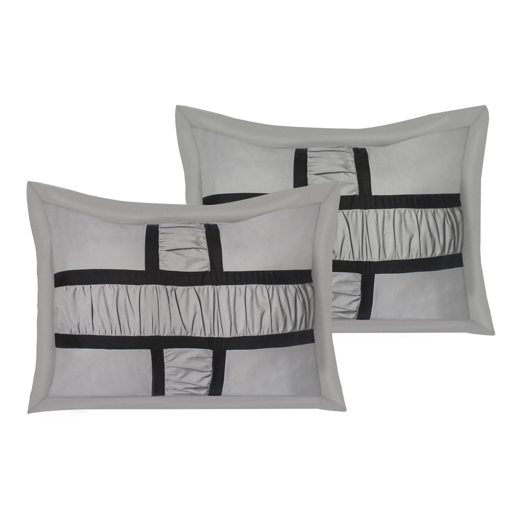 7 Piece Microfiber Ruffle and Patchwork Comforter Set