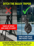Padel Phone Holder for Glass Courts – MagSafe Compatible with Double Suction Cup & Aluminum Arm