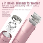 2-in-1 Waterproof Bikini & Body Trimmer for Women – Rechargeable Electric Shaver for Face, Underarms, Legs & Bikini Area