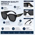 Women’s Polarized Square Sunglasses – Lightweight UV400 Shades for Driving, Beach & Travel