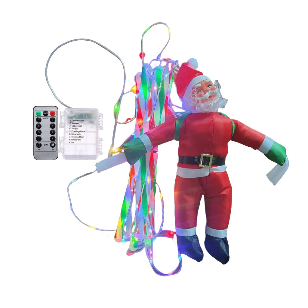 Climbing Santa LED Ladder Lights  - 1m Festive Holiday Decoration for Indoor & Outdoor Use, 8 Lighting Modes, Remote Controlled
