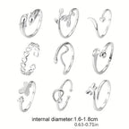 9-Pieces: Adjustable Foot Ring Set