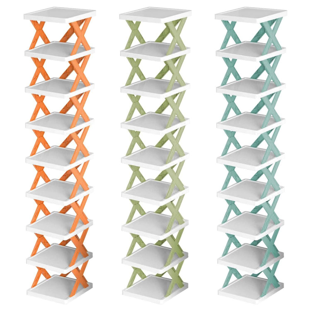 9-Tier Narrow Entryway Shoe Rack Plastic Vertical Shoe Organizer