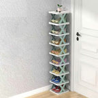 9-Tier Narrow Entryway Shoe Rack Plastic Vertical Shoe Organizer
