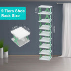 9-Tier Narrow Entryway Shoe Rack Plastic Vertical Shoe Organizer