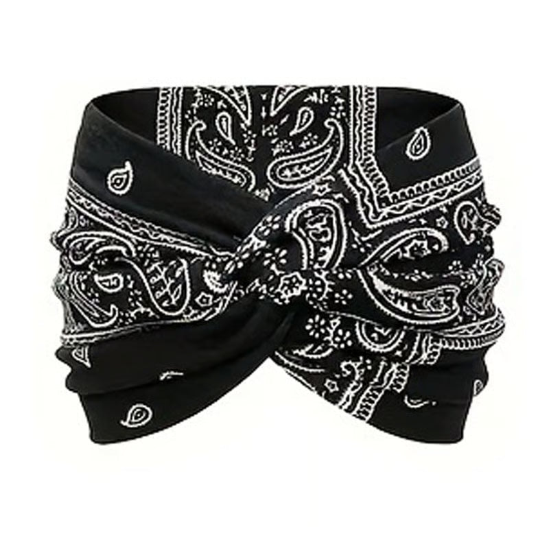 Printed Cross Yoga Headband, Print Hair Band Wide Elastic Hair Band, Twist Knot Headbands