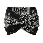 Printed Cross Yoga Headband, Print Hair Band Wide Elastic Hair Band, Twist Knot Headbands