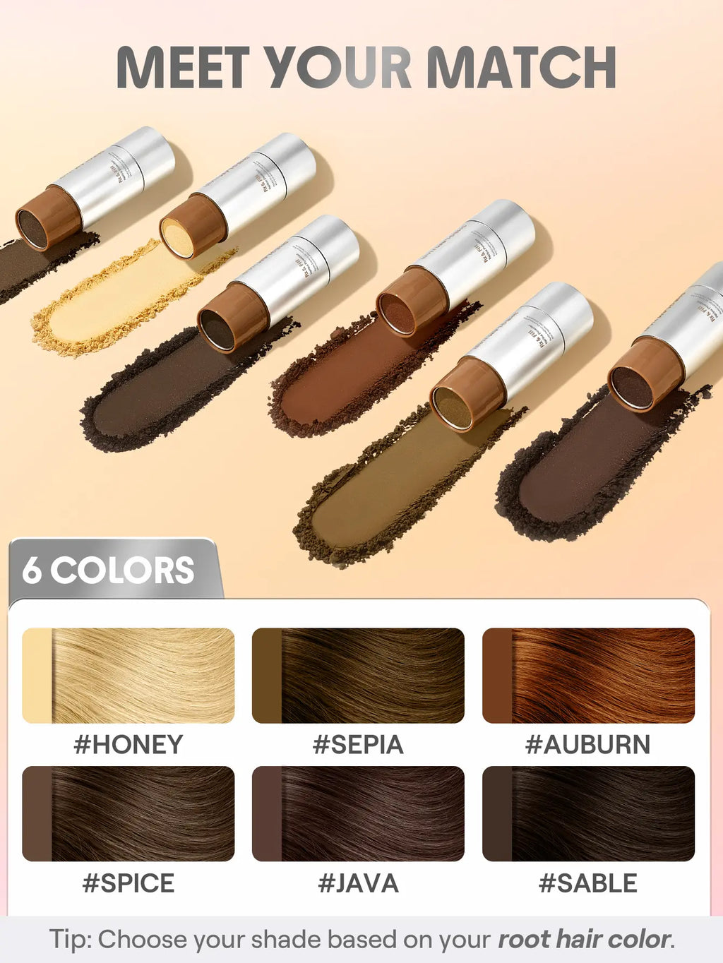 Fix & Fill Hairline Powder-Spice, 4-IN-1 Powder Stick for Hairline, Part, Contour & Brow, Quick Fix Sparse Hair
