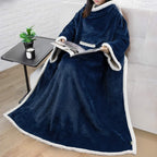 Deluxe Cozy Sherpa or Fleece Adult Wearable 70" Blanket with Sleeves for Men & Women