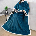 Deluxe Cozy Sherpa or Fleece Adult Wearable 70" Blanket with Sleeves for Men & Women