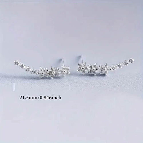 925 Silver Climber Earrings with Hypoallergenic Synthetic Cubic Zirconia
