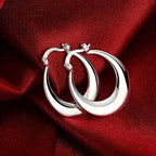 925 Silvery-Plated Hoop Earrings for Women