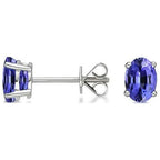 925 Sterling Silver 2.00ct Genuine Tanzanite Oval Stud Earrings