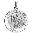 925 Sterling Silver 20MM Saint Christopher Religious Pendant Necklace