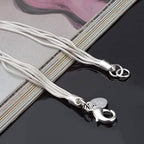 .925 Sterling Silver Five-Line Chain with Five-Heart Bracelet