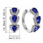 925 Sterling Silver Hoop Earrings with Synthetic Cubic Zirconia