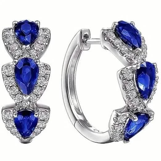 925 Sterling Silver Hoop Earrings with Synthetic Cubic Zirconia