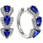 925 Sterling Silver Hoop Earrings with Synthetic Cubic Zirconia