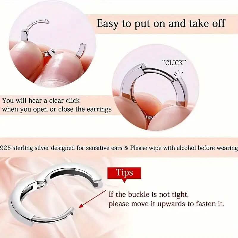 925 Sterling Silver Hoop Earrings with Synthetic Cubic Zirconia