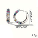 925 Sterling Silver Round Colorful Synthetic Zirconia Earrings