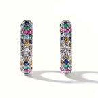 925 Sterling Silver Round Colorful Synthetic Zirconia Earrings