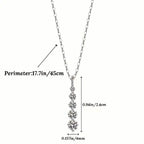 925 Sterling Silver Synthetic Cubic Zirconia Droplet Pendant Necklace