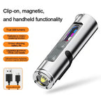 Pocket Rechargeable EDC Flashlight: Mini Keychain Light with Fire Starter & Window Breaker