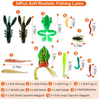 94-Piece: Fishing Lures Kit Soft Plastic Fishing Baits Set
