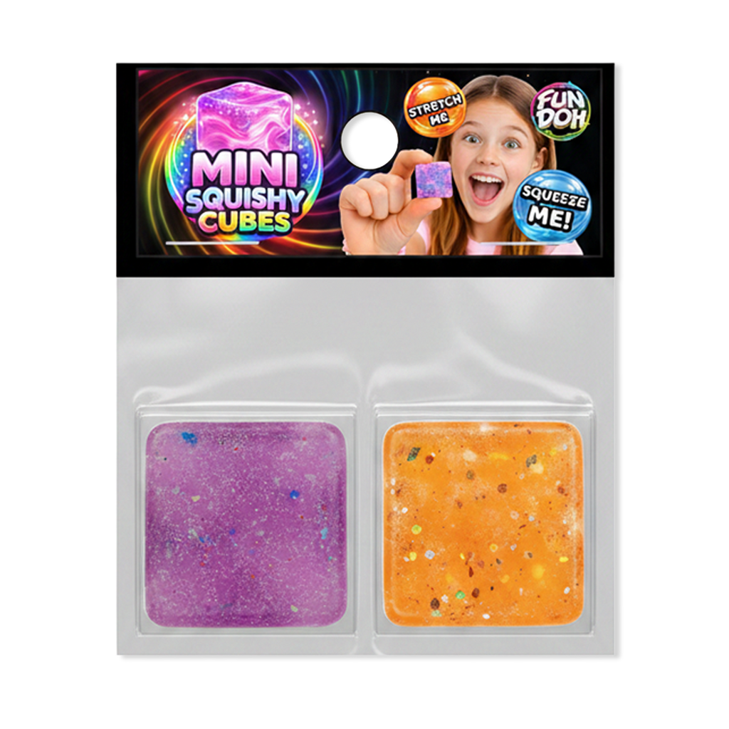 Fun Doh Mini Squishy Cubes 2-Pack Blind Bag Fidget Toy | Viral Sensory Squishies for Kids & Teens