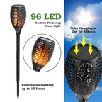 96 LEDs Solar Flame Torch Light