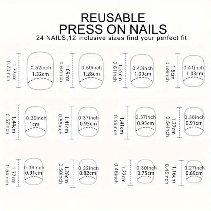 96-Pieces: Short Square Acrylic Press-On Nails
