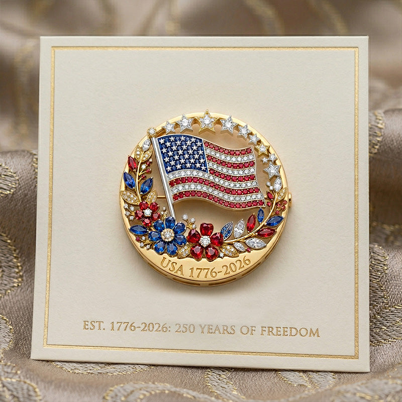 America 250th Anniversary Brooch – Patriotic Commemorative Pin for 2026 Celebration