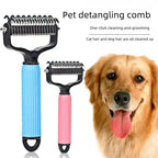 2-in-1 Pet Grooming Rake & Detangling Comb for Shedding Removal