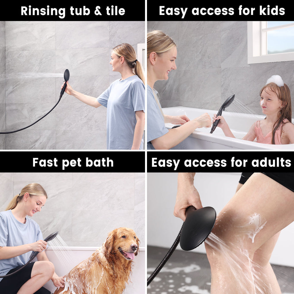 9-Spray Handheld Shower Head Set with Hose and Shower Arm Mount