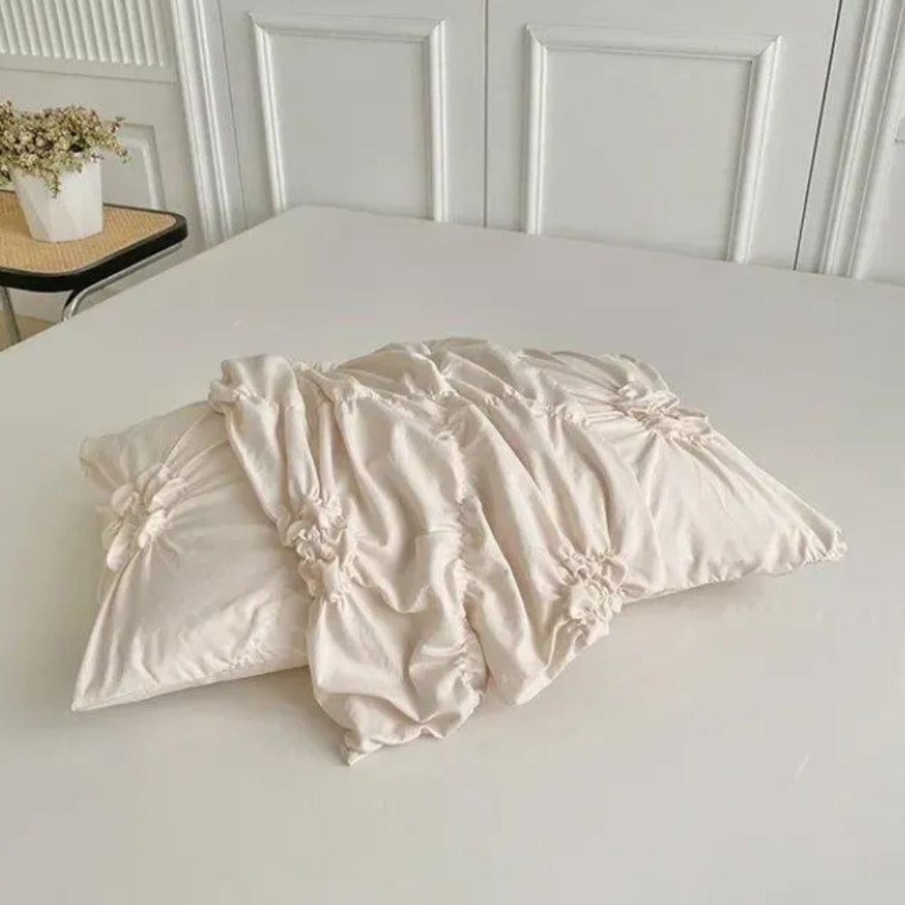 Textured Ruffle Floral Duvet Cover Set