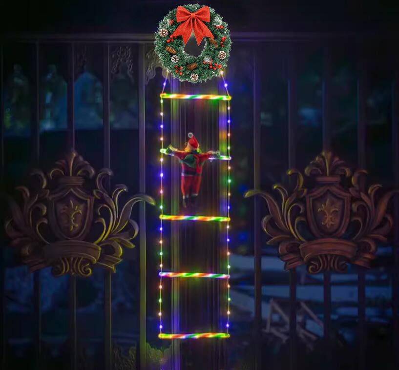 Climbing Santa LED Ladder Lights  - 1m Festive Holiday Decoration for Indoor & Outdoor Use, 8 Lighting Modes, Remote Controlled