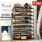 Multi Layers - Shoe Rack Organizer Column Storage Shelf Entryway w/ Hooks