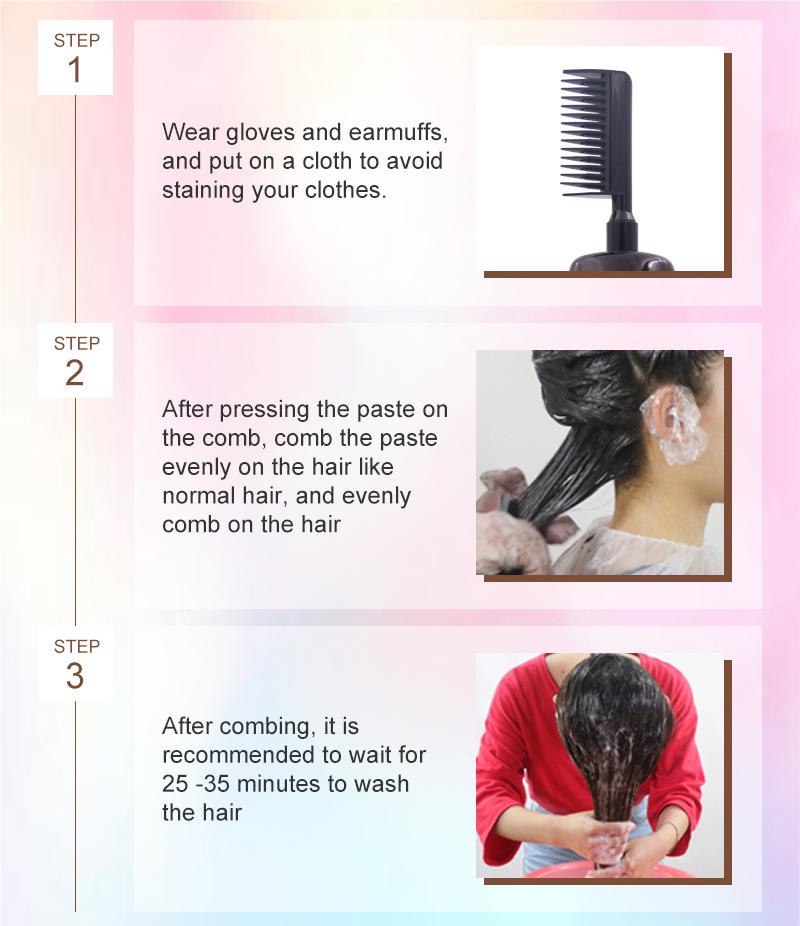 3-in-1 herbal hair coloring comb | Easy hair coloring at home with built-in brush