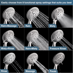 9-Spray Handheld Shower Head Set with Hose and Shower Arm Mount