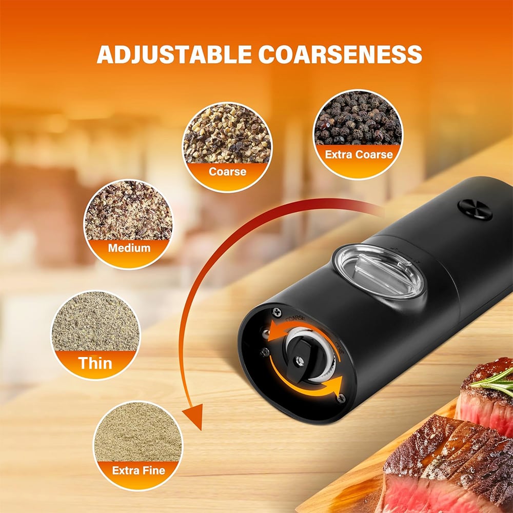 Electric Salt & Pepper Grinder Set – 2 Pack Automatic Spice Mills