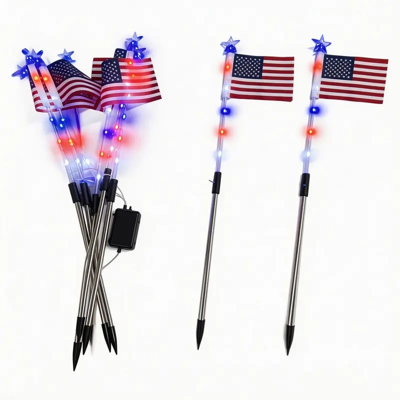 Solar-Powered American Flag Path Lights, 8-pack – Celebrating The 250th Anniversary Of American Independence