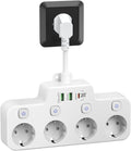 Wall-mounted Power Strip With Independent Switch - 2 USB A And 1 USB C