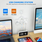 Wall-mounted Power Strip With Independent Switch - 2 USB A And 1 USB C